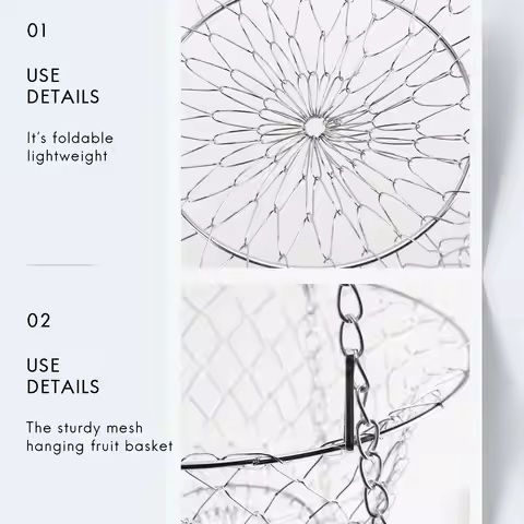 SDFC-3 Tier Fruit Basket, Vegetable Kitchen Storage Basket Chain Hanging Space Saving Fruits, Plants