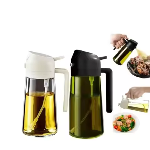 2pcs Oil Spray Bottle Set,2 in 1 Oil Dispenser ,Premium Glass Oil Sprayer for Cooking,Oil Spray Bott
