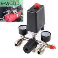 【E-WOITD】 90-120PSI Air Compressor PRESSURE Control สวิทช์วาล์ว Manifold Regulator Gauge