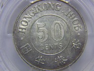 1905年香港半圓(HALF DOLLAR in silver)銀幣(英皇愛德華七世像 King Edward VII,PCGS評)