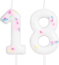 Girls Colorful 18th Birthday Candle, Colorful Sprinkles Number 18 Candles, Candles for Cake Decorati