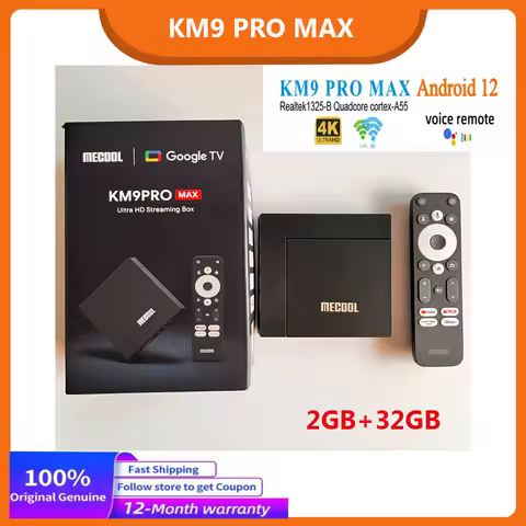 2025 Newest MECOOL KM9 PRO MAX Android TV Box Realtek1325-B 2GB 32GB 4K HDR Android 12 2T2R WIFI5 Go
