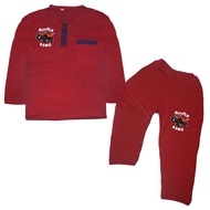 Setelan Anak Terbaru Kancingan Motif Gambar Kendaraan Baju Kiano Celana panjang Usia 1-5 Tahun