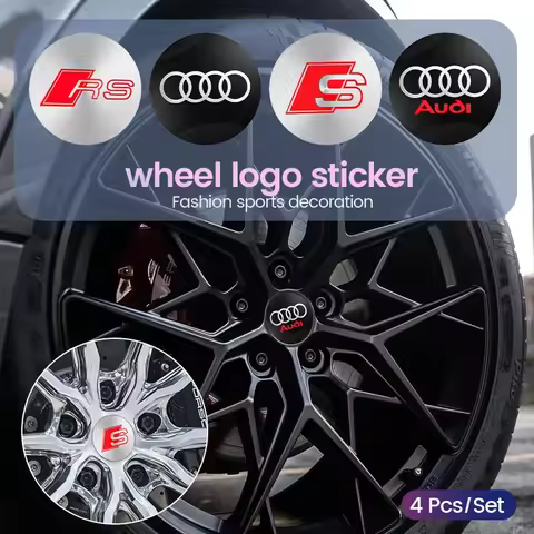 4pcs 56mm Wheel Hub Cap Sticker Wheel Center Cover Decoration Decals for Audi S RS A3 A4 B8 8P 8V A6