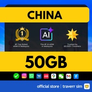 Traverrsim China Mainland eSIM Auto VPN + 5G Max 中国 (50GB)