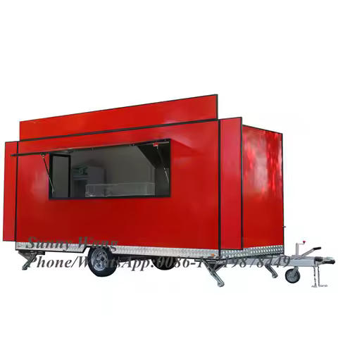 5m Long Mobile Food Truck Fast Food Carts Outdoor Coffee Trailer Street Kitchen For Sale