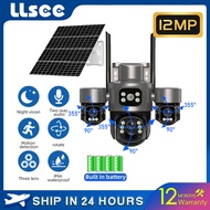 LLSEE V380 Pro กล้องวงจรปิด 3 เลนส์กล้องพลังงานแสงอาทิตย์ 4G ซิมการ์ดเชื่อมต่อ 3 เลนส์ PTZ หมุนได้ 3