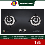 Faber Build-In Hob (76cm) 2-Burner Gas Cooker Tempered Glass Hob FGH VITTO 2B/76BK