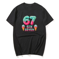 67 Ice Cream Drip Meme Funny Six Seven Gen Alpha Slang T-shirt For Men Women 100% Cotton T Shirts Sh