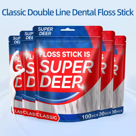 Super Deer 100Pcs Classic Dental Floss Stick For Orthodontics Disposable Floss Toothpicks With Doubl