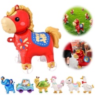 New Kids' Birthday Decor Cartoon Walking Animal Balloons With Wheels For Scene Setup Q6n6