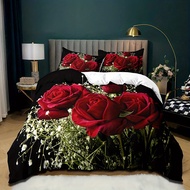 3pcs Duvet Cover Set, Imitation Rose Print Bedding Set, Soft Comfortable Duvet Cover, For Bedroom, G