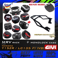 SET KOMBO KOTAK/BOX GIVI B27/B32/B33/B42/B45 TOP CASE + GIVI YAMAHA Y15 Y15ZR LC135 FI V8 MV/MRV MON