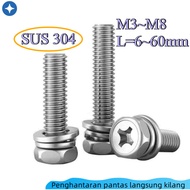 304 Stainless Steel Cross Outer Hexagon Combination M3/M4/M5/M6/M8 * L = 6~60mm [SY-YL-MYd] 10