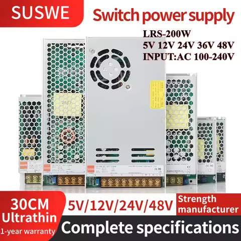SUSWE LRS-200 LRS-200-5 LRS-200-12 LRS-200-15 LRS-200-24 LRS-200-36 LRS-200-48 MEANWELL LRS 200 200W