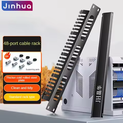 1U 48 Slot Heavy-Duty Cable Management Panel Cold-Rolled Steel Network Racks Organizer for Structure