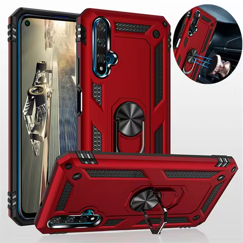 For Huawei Nova 5T Nova5T 5 T Case Magnet Car Ring Stand Holder Case for Huawei Honor 20 Honor20 Sof