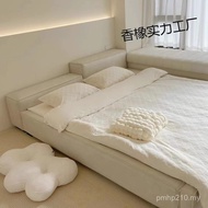 Bed Style Minimalist Italian Style Parent-Child Two-Tire Big Bed Japanese Style Cream Double Bed Mod