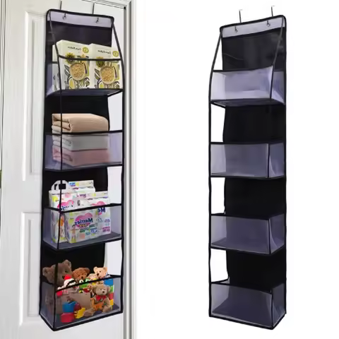 Hanging Storage Bag 4/6 Grid Foldable Organizer Over the Door Holder for Hair Accessories Snacks Toy