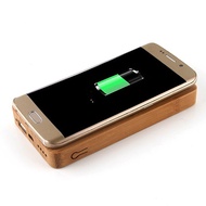 Bamboo Qi Wireless Charger Powerbank 6000mAh Fast Rechargeable External Battery Poverbank Charging P