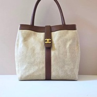 稀有中古包 Chanel米咖色拼皮托特包 單肩包 側背包 古著包 二手