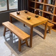 Solid Wood Dining Table Chair Long Coffee Table Household Solid Wood Table Stool Rectangular Retro O
