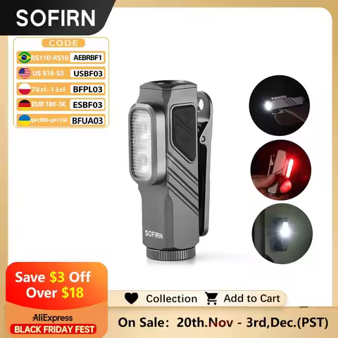 New Sofirn ST10 EDC Flashlight 14500 1000LM USB C Rechargeable Waterproof With Red Light Magnetic Ta