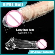 7 inch Crystal Dotted Extender G spot Cock Penis Glan Sleeve with Spike and Bolitas for Men Big Head Dick Extensions Cock Spike Condom Enlarger Penis Sleeve With Solid Simulation Glans Sex Toys for Men