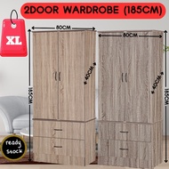 [6x2.5FT] Wardrobe 2Door 2Drawer Almari 2Pintu 2Laci Clothes Cabinet Almari Baju Clothes Wardrobe ka