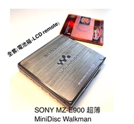 SONY MD MZ-E900藍銀色 Minidisc player #MD Walkman #有原裝LCD線控和原裝sony earphone, 原裝電池箱，用筆心電一粒。 音樂播放器