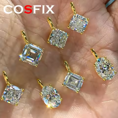 925 Silver Oval/Princess/Pear Moissanite Diamond Pendant Necklace for Women Yellow Gold 1/2/3CT Wome