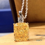 Gorgeous Yellow Square Cubic Zirconia Pendent Necklace Women Delicate Engagement Neck Necklace Gift