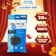 Pharmacy 4D medical mask (Pack of 10) black - 4 layers