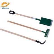 [MR] 3psc/Set Metal Garden Spade Rake Tools For Dolls House Miniatures Accessories TH