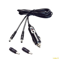 Lidu11 DC5 5x2 1mm Two-Way Vehicle Power Cable In-Car Outlet Cord with 2 Size-Change Sleeves for Int