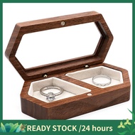 Wooden Ring Box 2 Slots Ring Holder Box Travel Ring Earrings Jewelry Storage Daily Organizer Engagem