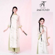 Modernized ao dai, high-quality 4-panel chrysanthemum embroidered silk ao dai, size S - 3XL