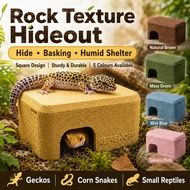 Gecko Hide Box Reptile Cave for Leopard Gecko, Lizard, Snake & Scorpion | Rock Texture