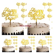 HAPPY BIRTHDAY CAKE TOPPER PAPA MAMA HAPPY BIRTHDAY TOPPER/ FATHER HAPPY BIRTHDAY TOPPER/ MOTHER HAP