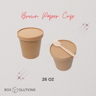 [Contents 5] brown paper kraft cup (soup) 26 oz + lid (lid) FOOD GRADE