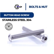 Button Head Screw 304 Stainless Steel SHINY SURFACE Allen Bolt DIN7380 Skru Ellen key