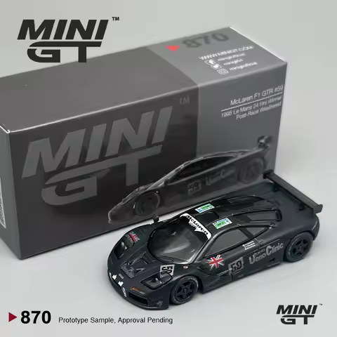 MINIGT 870 McLaren F1 GTR #59 1995 Le Mans 24Hr Winner Post-Race Weathered 1:64 alloy car model