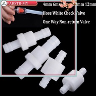 BJ <VARSTR>4mm 6mm 8mm 10mm 12mm Hose ID Plastic White Check Valve Way Non-return Valve