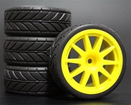 ZUQABI 4pcs 1/10 RC Soft Rubber Touring Tire Tyre Wheel Rim rc car wheels(910Y-6086)