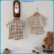Summer Baju Baby Boy Clothes Set Plaid Short Sve  Shirt with Shorts 2pcs OOTD Baby Boy Outfit 3-36 M