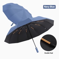 60 Ribs Folding Umbrella Large Size Sunshade Fully Automatic Umbrella Thickened Black Rubber Sunshad