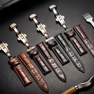 16mm 18mm 19mm 20mm 21mm 22mm 24mm Calf Genuine Leather Watch Band Men Women Alligator Double Press 