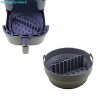 SEPTEMBERB Air Fryer Baking Pan, Foldable Round Air Fryer Baking Basket, Air Fryer Accessories Silicone with Dividing Pad Heat Safe Air Fryer Liner Oven