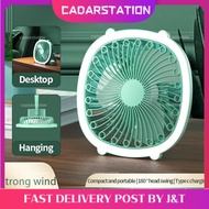 CS_ USB Rechargeable 3in1 Desktop Fan Table Fan Kipas Berdiri Hanging Fan With Lamp Portable Mini Fan