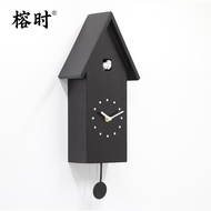 Fengshi MDF Wooden Cuckoo Bird Cuckoo Clock Hourly Timekeeping Bird Wall Clock Nordic Simple Window 